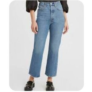 Levis Jeans Womens Sz W26/US 4 Blue Denim Ribcage Cropped Bootcut Button fly